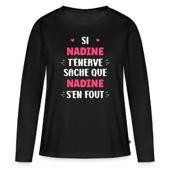 Nadine 1 - T-shirt manches longues Premium bio Femme - noir - Devant - Julia (174cm)
