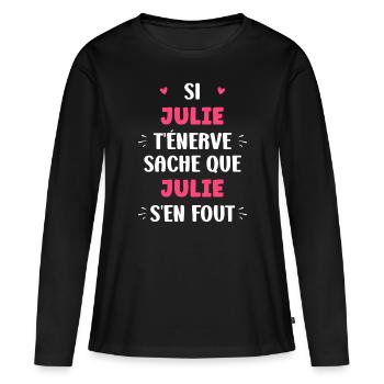 julie 1 - T-shirt manches longues Premium bio Femme - noir - Devant - Julia (174cm)