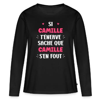 camille 1 - T-shirt manches longues Premium bio Femme - noir - Devant - Julia (174cm)