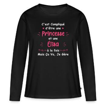 Elisa - T-shirt manches longues Premium bio Femme - noir - Devant - Julia (174cm)