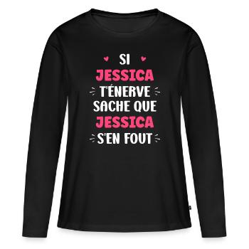 Jessica - T-shirt manches longues Premium bio Femme - noir - Devant - Julia (174cm)
