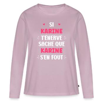 Karine - T-shirt manches longues Premium bio Femme - rose poudré - Devant - Julia (174cm)