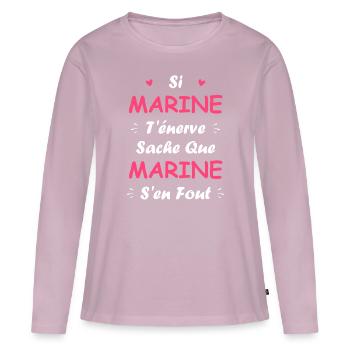 Marine - T-shirt manches longues Premium bio Femme - rose poudré - Devant - Julia (174cm)