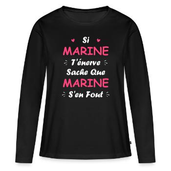 Marine - T-shirt manches longues Premium bio Femme - noir - Devant - Julia (174cm)