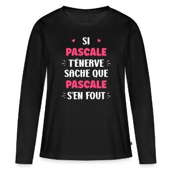 Pascale - T-shirt manches longues Premium bio Femme - noir - Devant - Julia (174cm)