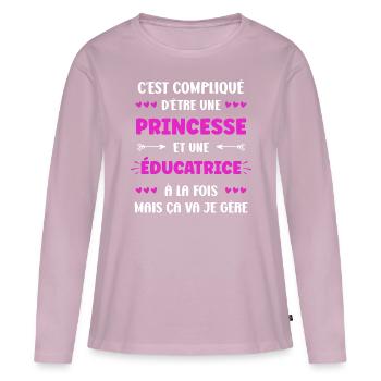 educatrice - T-shirt manches longues Premium bio Femme - rose poudré - Devant - Julia (174cm)
