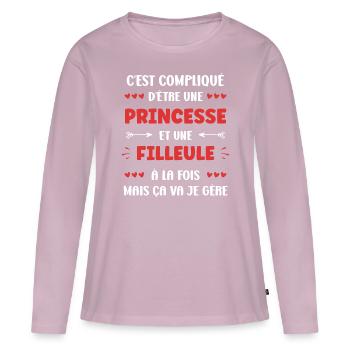 filleule - T-shirt manches longues Premium bio Femme - rose poudré - Devant - Julia (174cm)