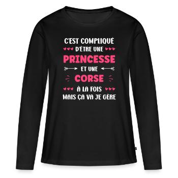 corse - T-shirt manches longues Premium bio Femme - noir - Devant - Julia (174cm)