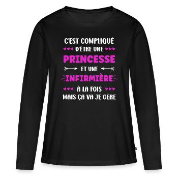 infirmière - T-shirt manches longues Premium bio Femme - noir - Devant - Julia (174cm)