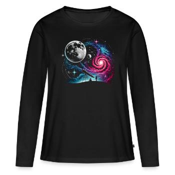 Télescope d’astronomie Espace - T-shirt manches longues Premium bio Femme - noir - Devant - Julia (174cm)