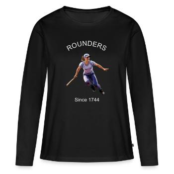 ROUNDERS, JEU DE BALLE, SPORT - T-shirt manches longues Premium bio Femme - noir - Devant - Julia (174cm)