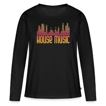 Musique house - T-shirt manches longues Premium bio Femme - noir - Devant - Julia (174cm)