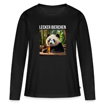 Panda avec de la bière Yummy Beer Beer Meme - T-shirt manches longues Premium bio Femme - noir - Devant - Julia (174cm)