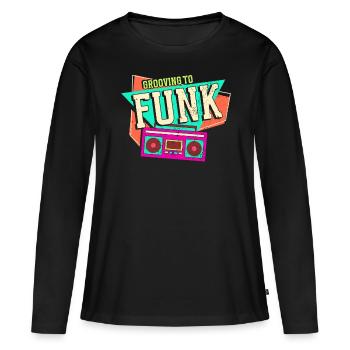 Musique funk - T-shirt manches longues Premium bio Femme - noir - Devant - Julia (174cm)