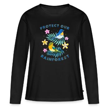 Protégez notre forêt tropicale - T-shirt manches longues Premium bio Femme - noir - Devant - Julia (174cm)