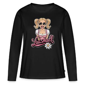 Lausmadl Tracht Dirndl Ersatz - Frauen Premium Bio Langarmshirt - Schwarz - Vorne - Julia (174cm)