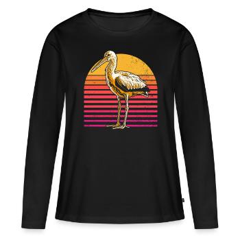 Cigogne - T-shirt manches longues Premium bio Femme - noir - Devant - Julia (174cm)