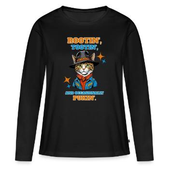 S’enraciner et vomir de temps en temps - T-shirt manches longues Premium bio Femme - noir - Devant - Julia (174cm)