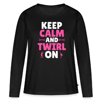 Bâton Twirling - Restez calme et virevoltant - T-shirt manches longues Premium bio Femme - noir - Devant - Julia (174cm)