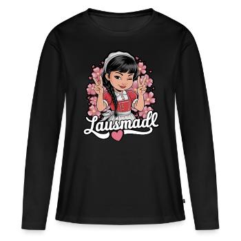 Lausmadl Tracht Dirndl Ersatz - Frauen Premium Bio Langarmshirt - Schwarz - Vorne - Julia (174cm)