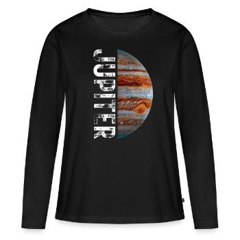 Jupiter planète système solaire - T-shirt manches longues Premium bio Femme - noir - Devant - Julia (174cm)