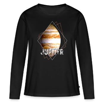 Jupiter planète système solaire - T-shirt manches longues Premium bio Femme - noir - Devant - Julia (174cm)