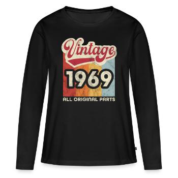 Jahrgang 1969 - Frauen Premium Bio Langarmshirt - Schwarz - Vorne - Julia (174cm)