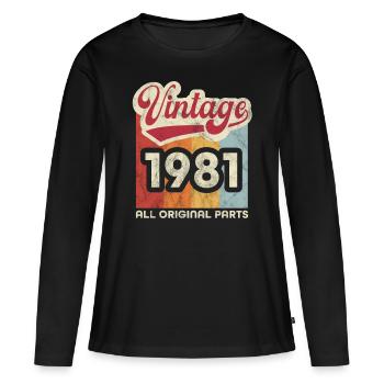 Jahrgang 1981 - Frauen Premium Bio Langarmshirt - Schwarz - Vorne - Julia (174cm)