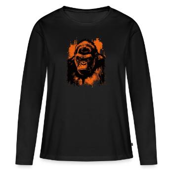 Gorille - T-shirt manches longues Premium bio Femme - noir - Devant - Julia (174cm)