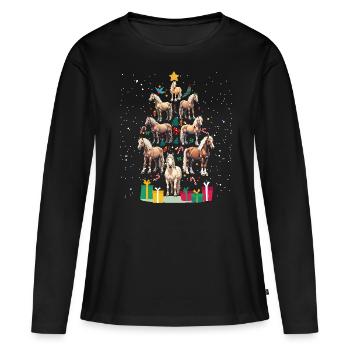 Horse Some best friends never say... Haflinger - Frauen Premium Bio Langarmshirt - Schwarz - Vorne - Julia (174cm)