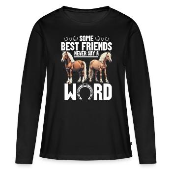 Propriétaire de chevaux équitation Giant Haflinger - T-shirt manches longues Premium bio Femme - noir - Devant - Julia (174cm)