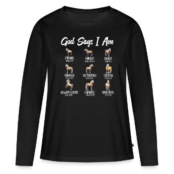 Haflinger Pony Horse Owner Horseback Riding - Frauen Premium Bio Langarmshirt - Schwarz - Vorne - Julia (174cm)