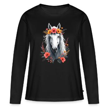 Equestrian Horse Rider for Horse Mom Haflinger - Women's Premium Organic Long Sleeve Shirt - black - Front - Julia (174cm)