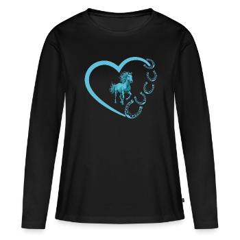 Haflinger Lover Cheval Maman Propriétaire de cheval Équitation - T-shirt manches longues Premium bio Femme - noir - Devant - Julia (174cm)