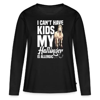 Haflinger est allergique Cheval Maman Équitation Propriétaire de cheval - T-shirt manches longues Premium bio Femme - noir - Devant - Julia (174cm)