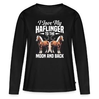 Haflinger lune et dos cheval propriétaire Riding Hafling - T-shirt manches longues Premium bio Femme - noir - Devant - Julia (174cm)