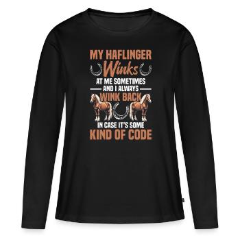 Haflinger Owner Outfit for Horse Girl Equestrian - Women's Premium Organic Long Sleeve Shirt - black - Front - Julia (174cm)
