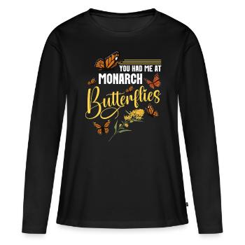 Insect Lover Entomologist Butterflies Monarch - Frauen Premium Bio Langarmshirt - Schwarz - Vorne - Julia (174cm)