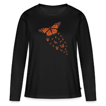 Monarque Maman Papillon Amoureux de l’asclépiade Monarque - T-shirt manches longues Premium bio Femme - noir - Devant - Julia (174cm)