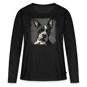 Bull terrier - T-shirt manches longues Premium bio Femme - noir - Devant - Julia (174cm)