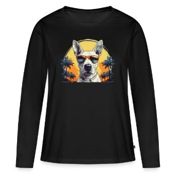 Bull terrier d’humeur festive - T-shirt manches longues Premium bio Femme - noir - Devant - Julia (174cm)