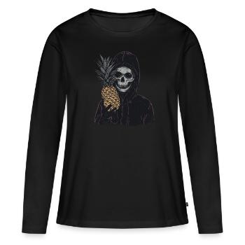 Ananas Horreur Crâne - T-shirt manches longues Premium bio Femme - noir - Devant - Julia (174cm)