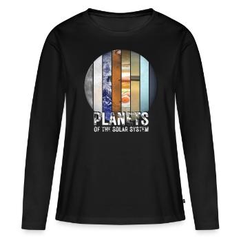Planètes du système solaire - T-shirt manches longues Premium bio Femme - noir - Devant - Julia (174cm)