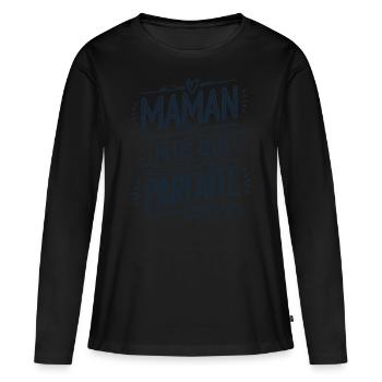 Maman plus que Parfaite - T-shirt manches longues Premium bio Femme - noir - Devant - Julia (174cm)