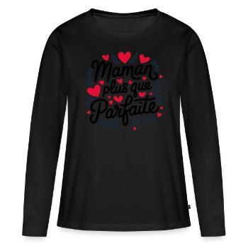 Maman plus que Parfaite - T-shirt manches longues Premium bio Femme - noir - Devant - Julia (174cm)