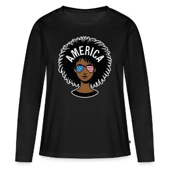 Amérique Afro - T-shirt manches longues Premium bio Femme - noir - Devant - Julia (174cm)