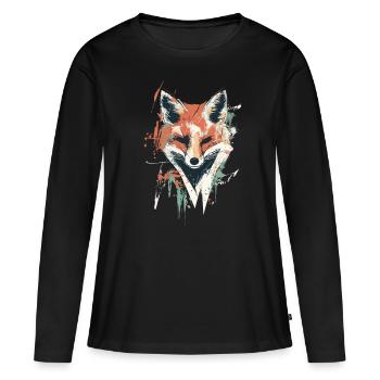 Polygon Fox – Geometric Fox Design - Women's Premium Organic Long Sleeve Shirt - black - Front - Julia (174cm)