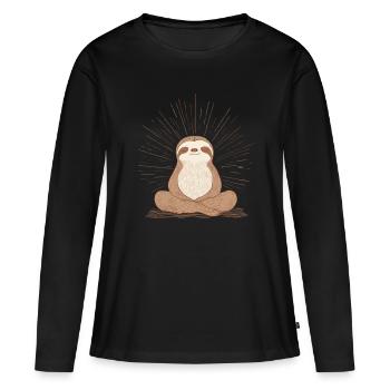 Relaxed Sloth Meditation Design - Women's Premium Organic Long Sleeve Shirt - black - Front - Julia (174cm)