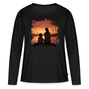 Mutter - Frauen Premium Bio Langarmshirt - Schwarz - Vorne - Julia (174cm)