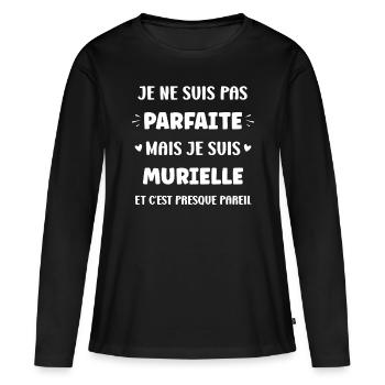 Murielle - T-shirt manches longues Premium bio Femme - noir - Devant - Julia (174cm)